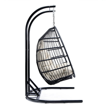Wicker 2 Person Double Folding Hanging Egg Swing Chair - Elax Furniture