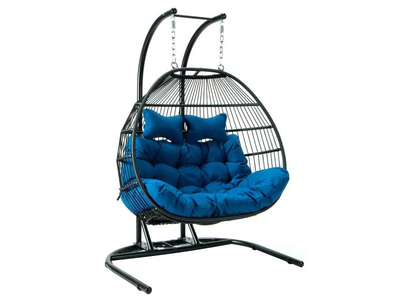 Wicker 2 Person Double Folding Hanging Egg Swing Chair - Elax Furniture