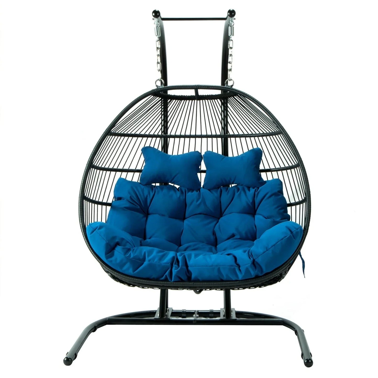 Wicker 2 Person Double Folding Hanging Egg Swing Chair - Elax Furniture