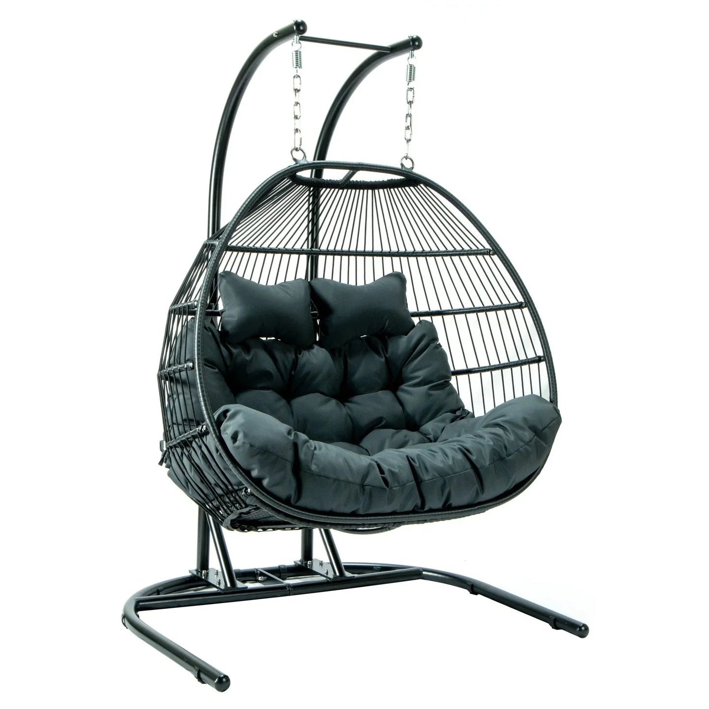 Wicker 2 Person Double Folding Hanging Egg Swing Chair - Elax Furniture