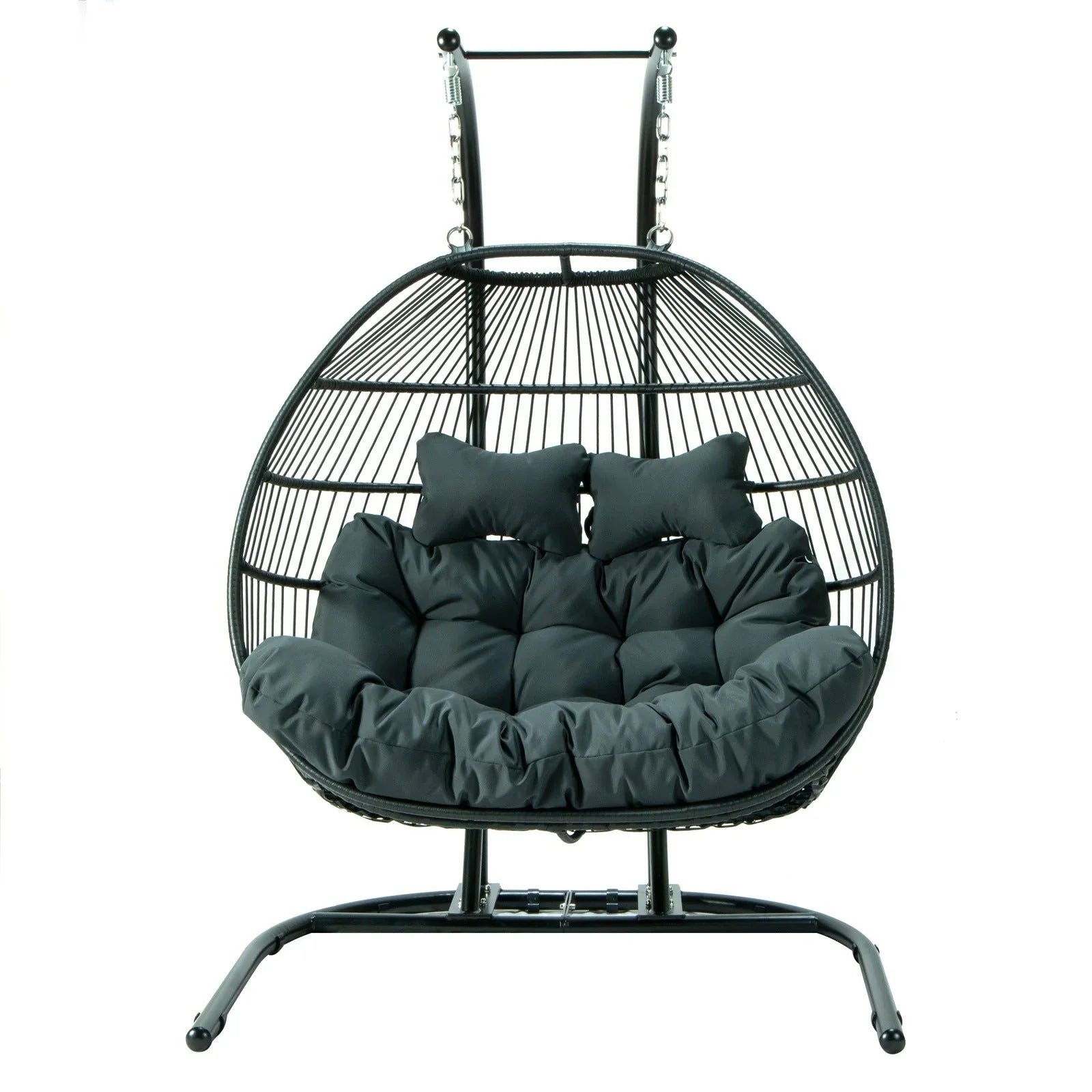 Wicker 2 Person Double Folding Hanging Egg Swing Chair - Elax Furniture