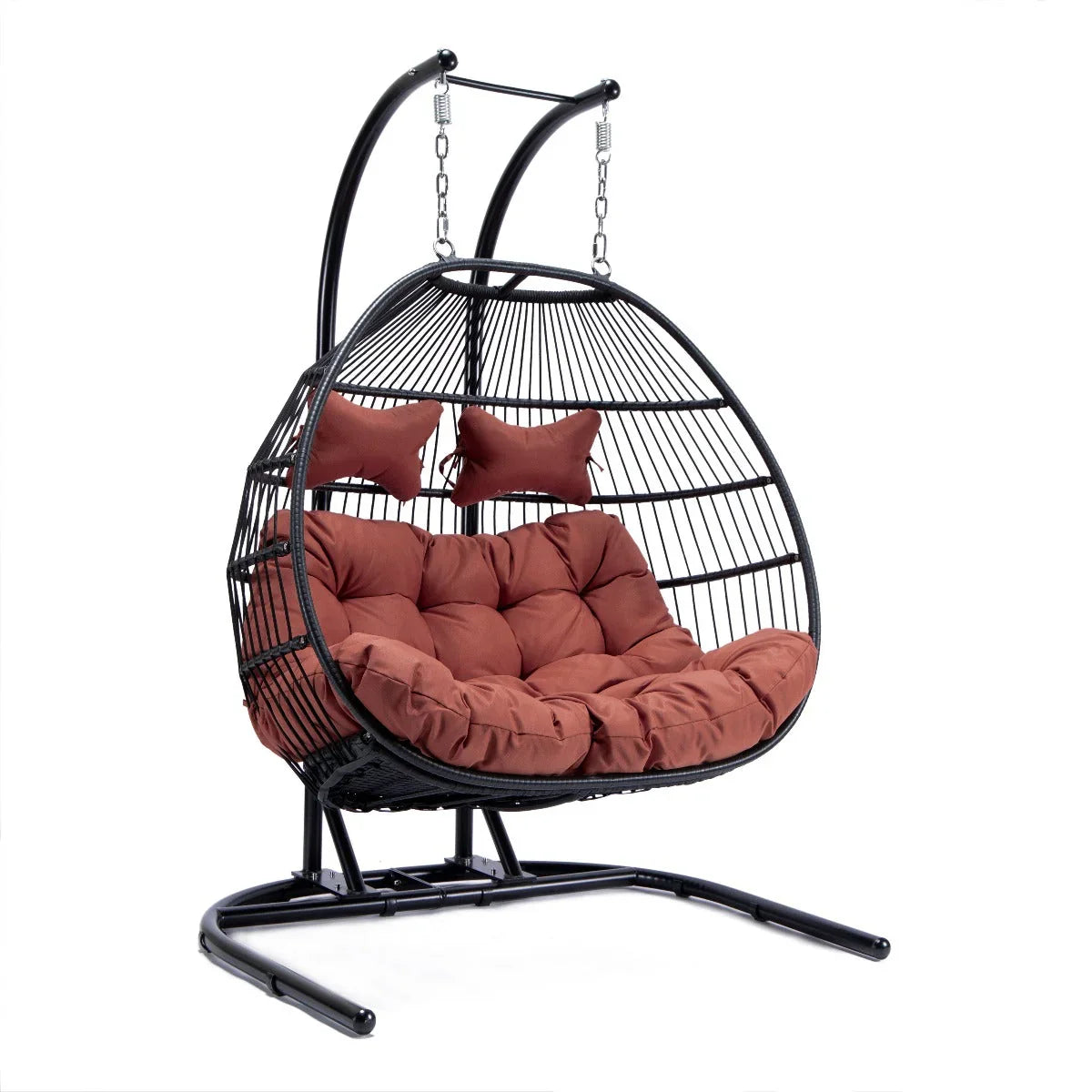 Wicker 2 Person Double Folding Hanging Egg Swing Chair - Elax Furniture
