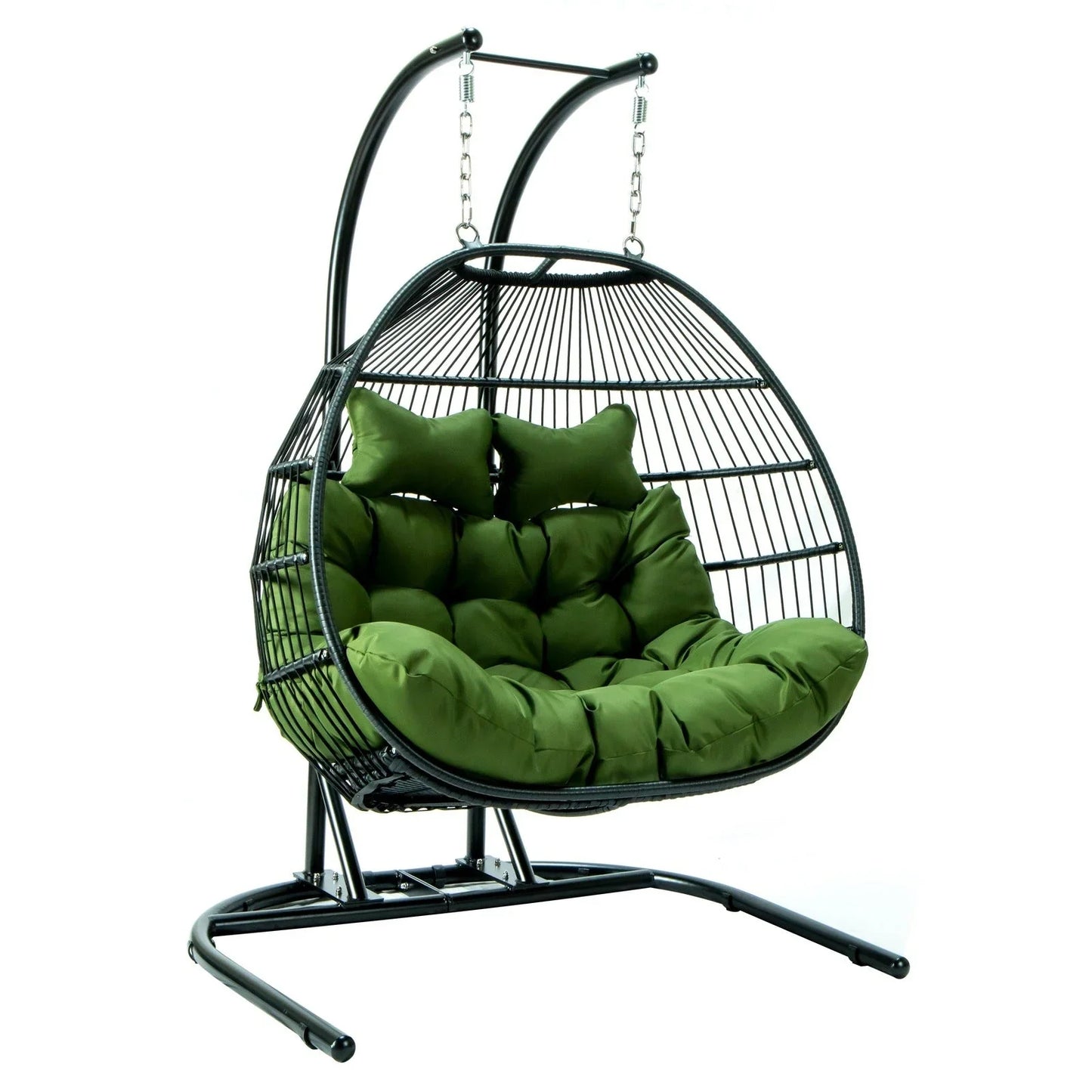 Wicker 2 Person Double Folding Hanging Egg Swing Chair - Elax Furniture