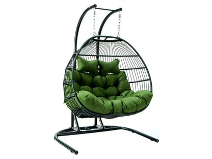Wicker 2 Person Double Folding Hanging Egg Swing Chair - Elax Furniture