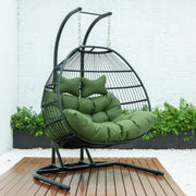 Wicker 2 Person Double Folding Hanging Egg Swing Chair - Elax Furniture