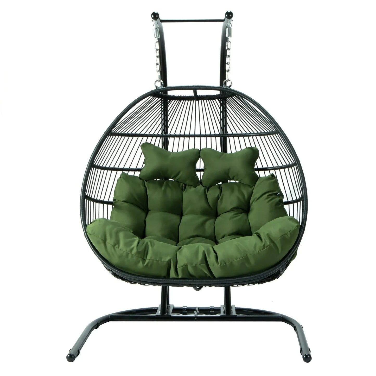 Wicker 2 Person Double Folding Hanging Egg Swing Chair - Elax Furniture