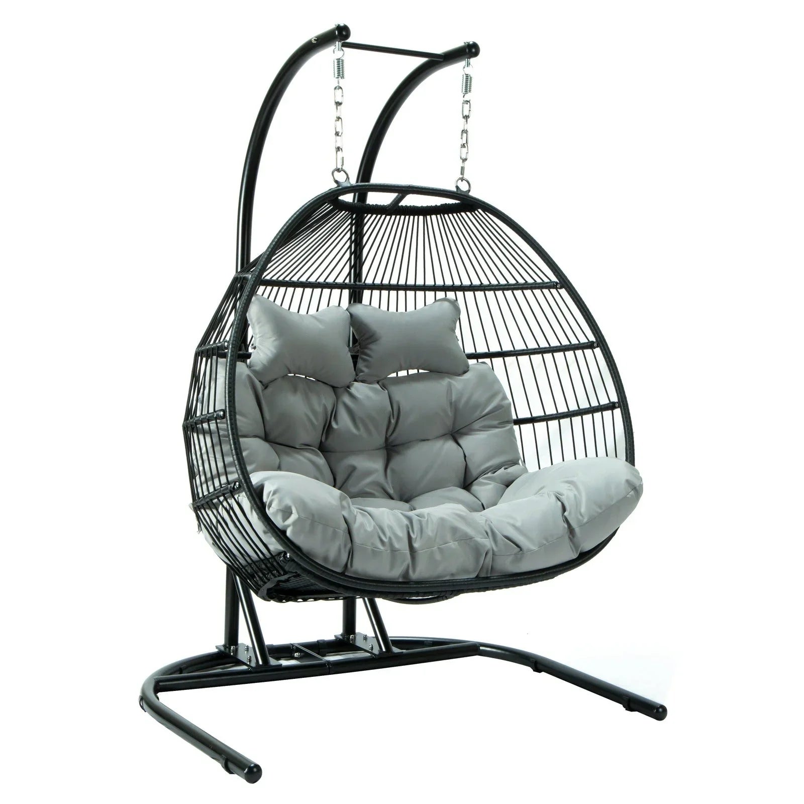 Wicker 2 Person Double Folding Hanging Egg Swing Chair - Elax Furniture