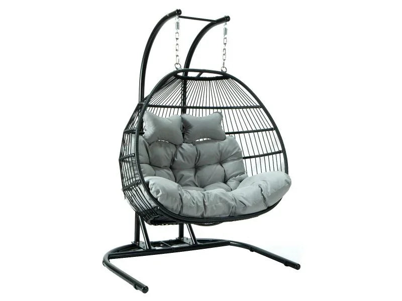 Wicker 2 Person Double Folding Hanging Egg Swing Chair - Elax Furniture