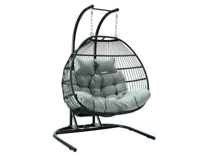 Wicker 2 Person Double Folding Hanging Egg Swing Chair - Elax Furniture