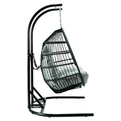 Wicker 2 Person Double Folding Hanging Egg Swing Chair - Elax Furniture