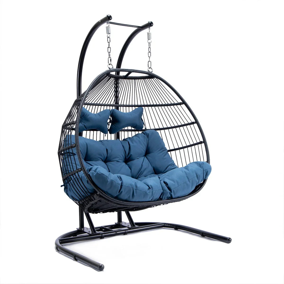 Wicker 2 Person Double Folding Hanging Egg Swing Chair - Elax Furniture