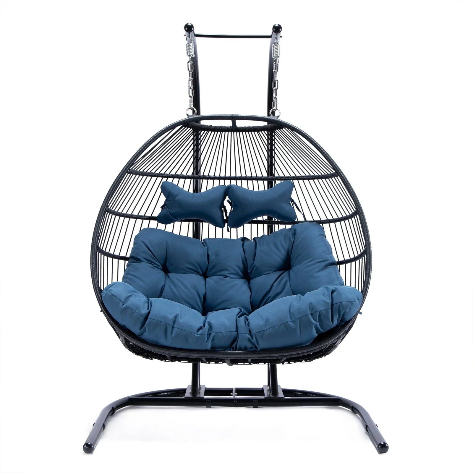 Wicker 2 Person Double Folding Hanging Egg Swing Chair - Elax Furniture