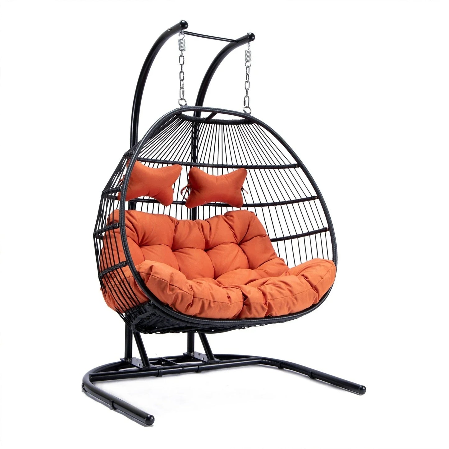 Wicker 2 Person Double Folding Hanging Egg Swing Chair - Elax Furniture