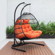 Wicker 2 Person Double Folding Hanging Egg Swing Chair - Elax Furniture