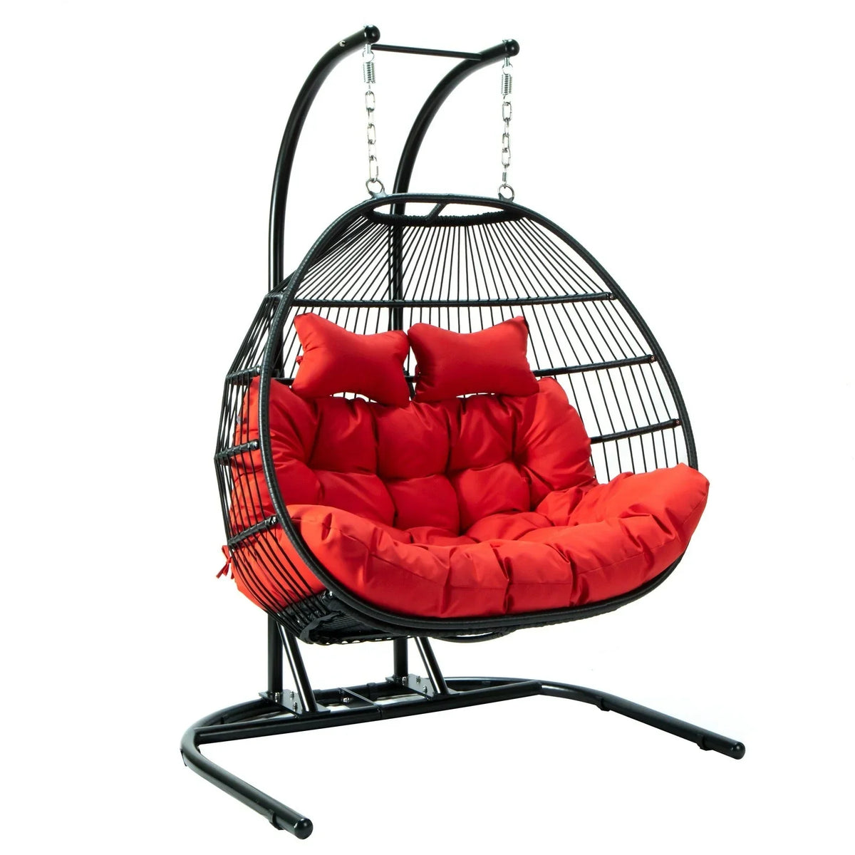 Wicker 2 Person Double Folding Hanging Egg Swing Chair - Elax Furniture