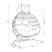 Wicker 2 Person Double Folding Hanging Egg Swing Chair - Elax Furniture