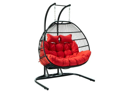 Wicker 2 Person Double Folding Hanging Egg Swing Chair - Elax Furniture