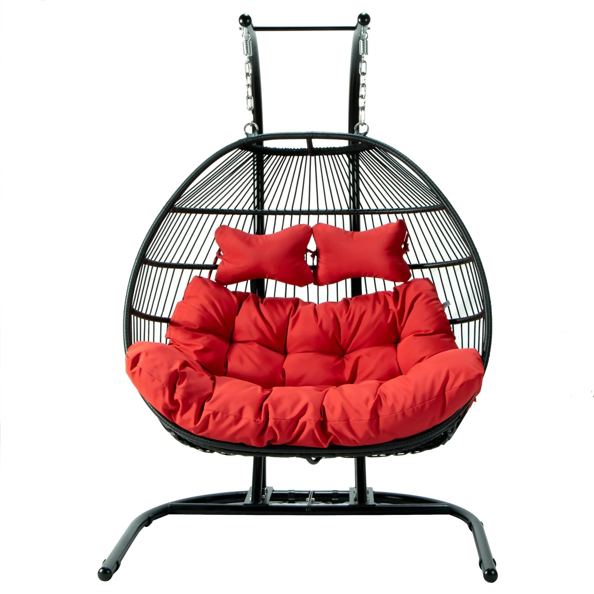 Wicker 2 Person Double Folding Hanging Egg Swing Chair - Elax Furniture