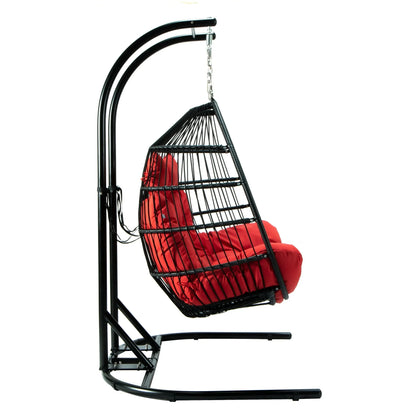 Wicker 2 Person Double Folding Hanging Egg Swing Chair - Elax Furniture