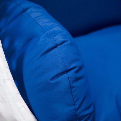 White Wicker Hanging Single Egg Swing Chair With Cushions - Elax Furniture