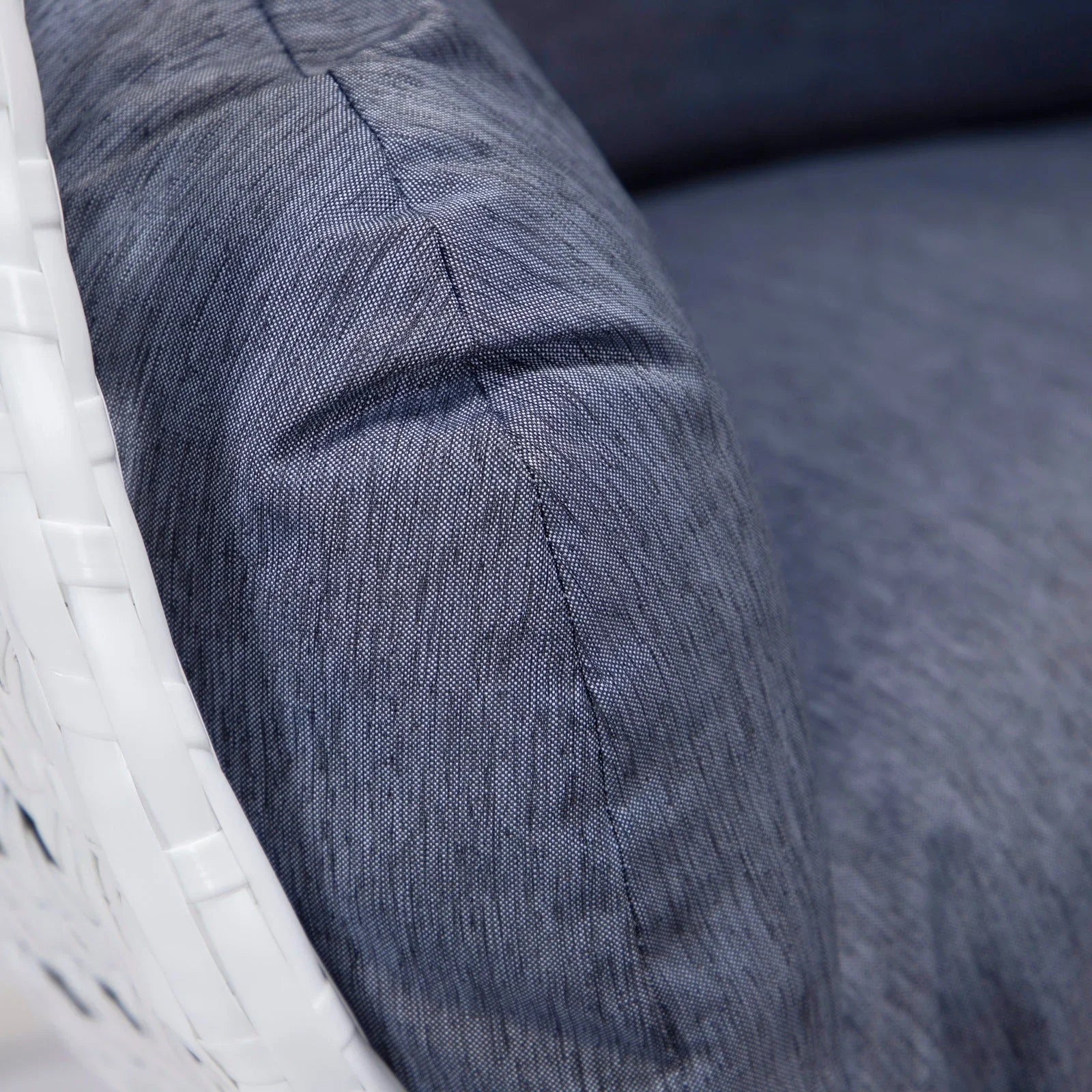 White Wicker Hanging Single Egg Swing Chair With Cushions - Elax Furniture