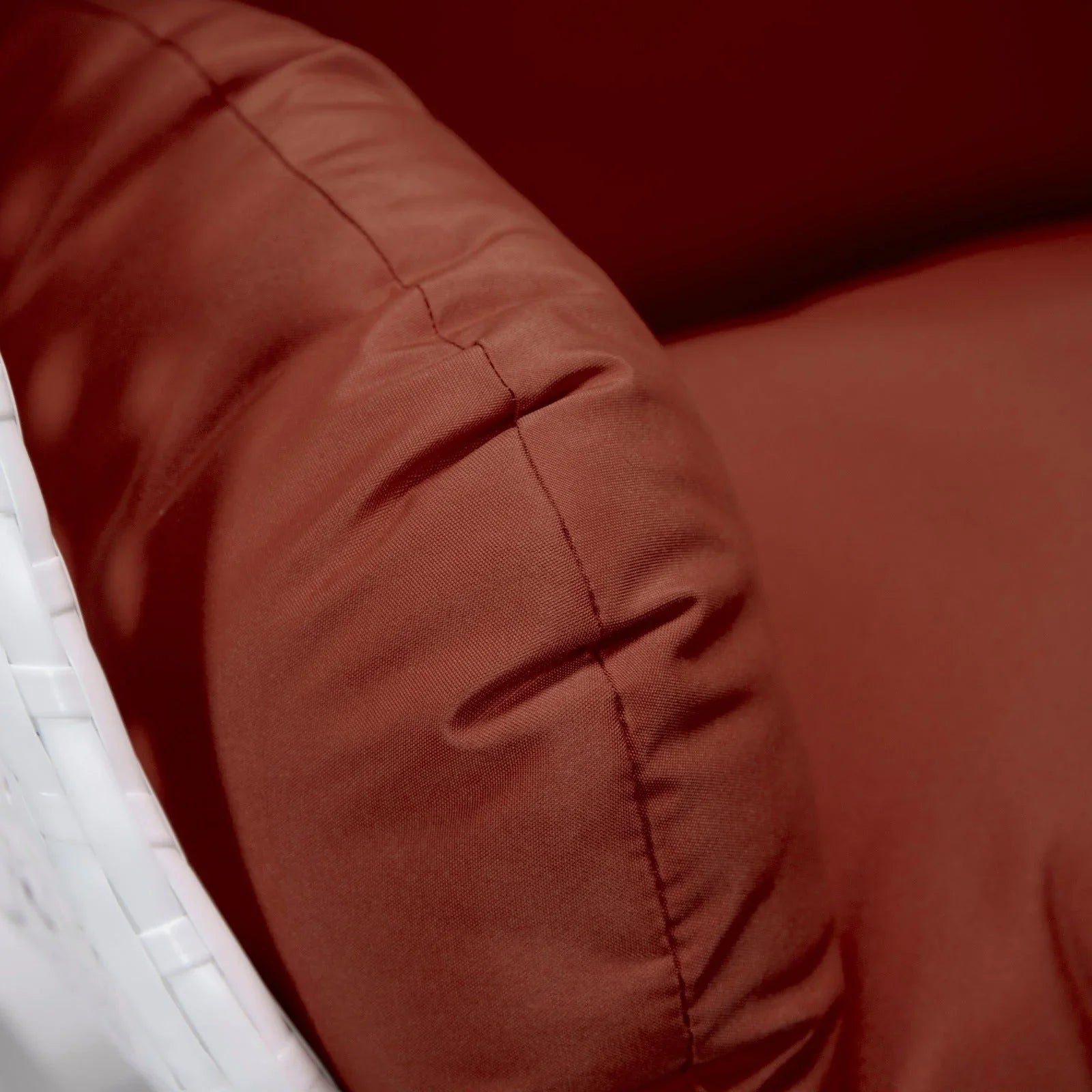 White Wicker Hanging Single Egg Swing Chair With Cushions - Elax Furniture