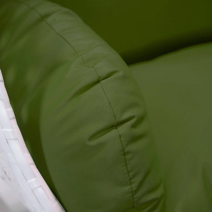 White Wicker Hanging Single Egg Swing Chair With Cushions - Elax Furniture