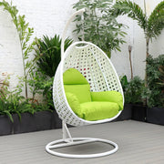 White Wicker Hanging Single Egg Swing Chair With Cushions - Elax Furniture