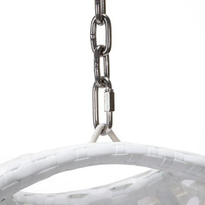 White Wicker Hanging Single Egg Swing Chair With Cushions - Elax Furniture