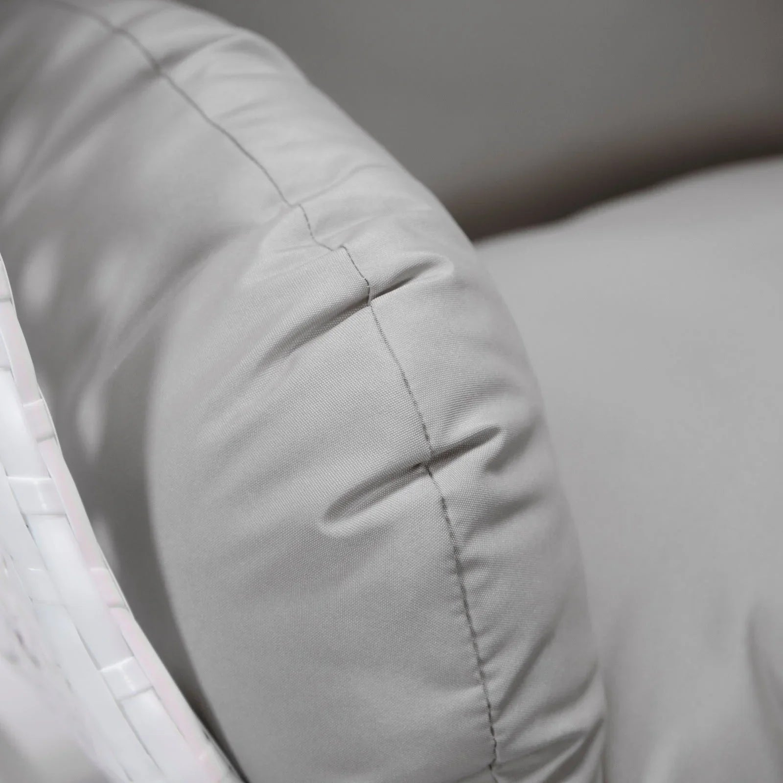 White Wicker Hanging Single Egg Swing Chair With Cushions - Elax Furniture