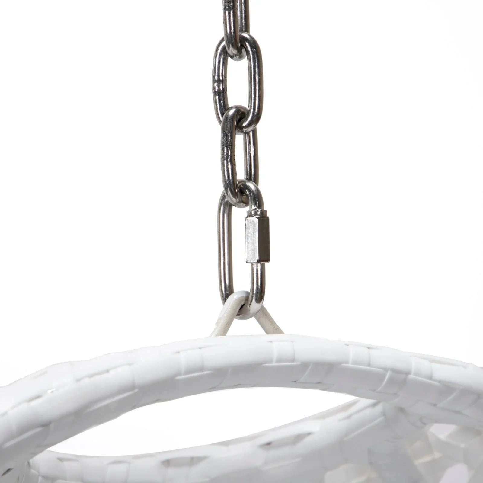 White Wicker Hanging Single Egg Swing Chair With Cushions - Elax Furniture