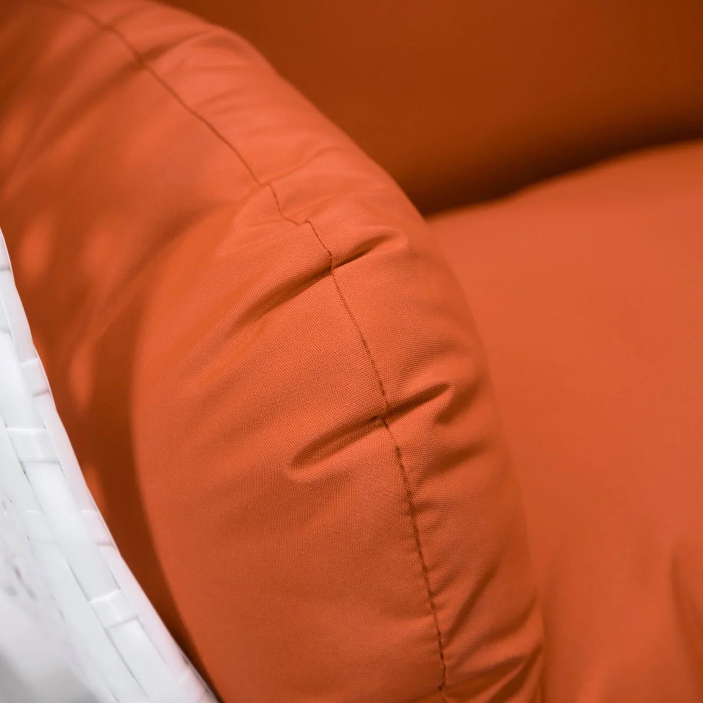 White Wicker Hanging Single Egg Swing Chair With Cushions - Elax Furniture