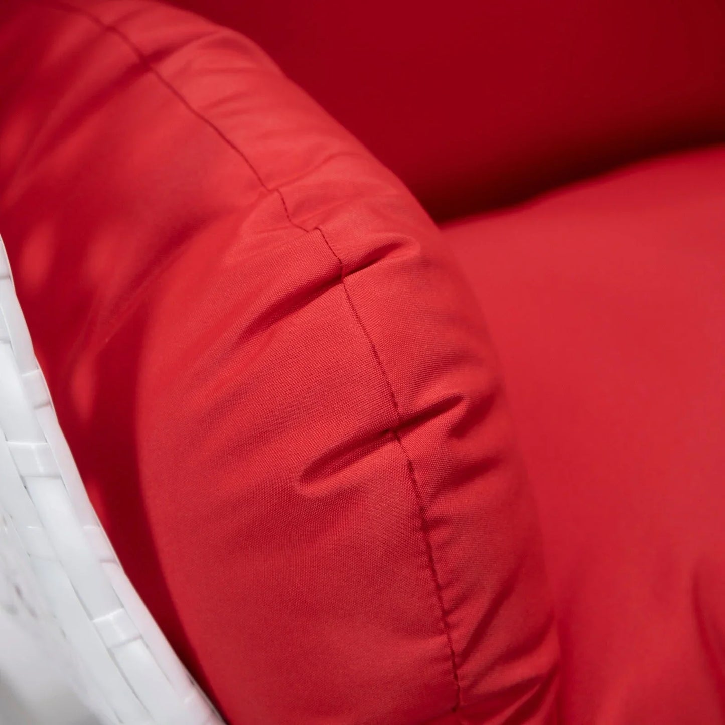 White Wicker Hanging Single Egg Swing Chair With Cushions - Elax Furniture