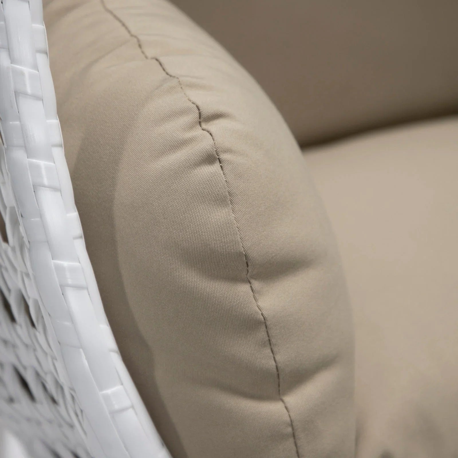 White Wicker Hanging Single Egg Swing Chair With Cushions - Elax Furniture