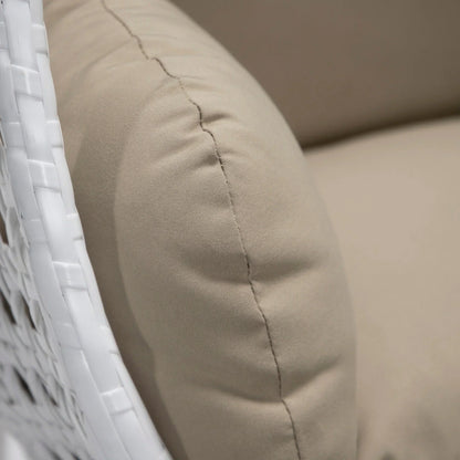 White Wicker Hanging Single Egg Swing Chair With Cushions - Elax Furniture