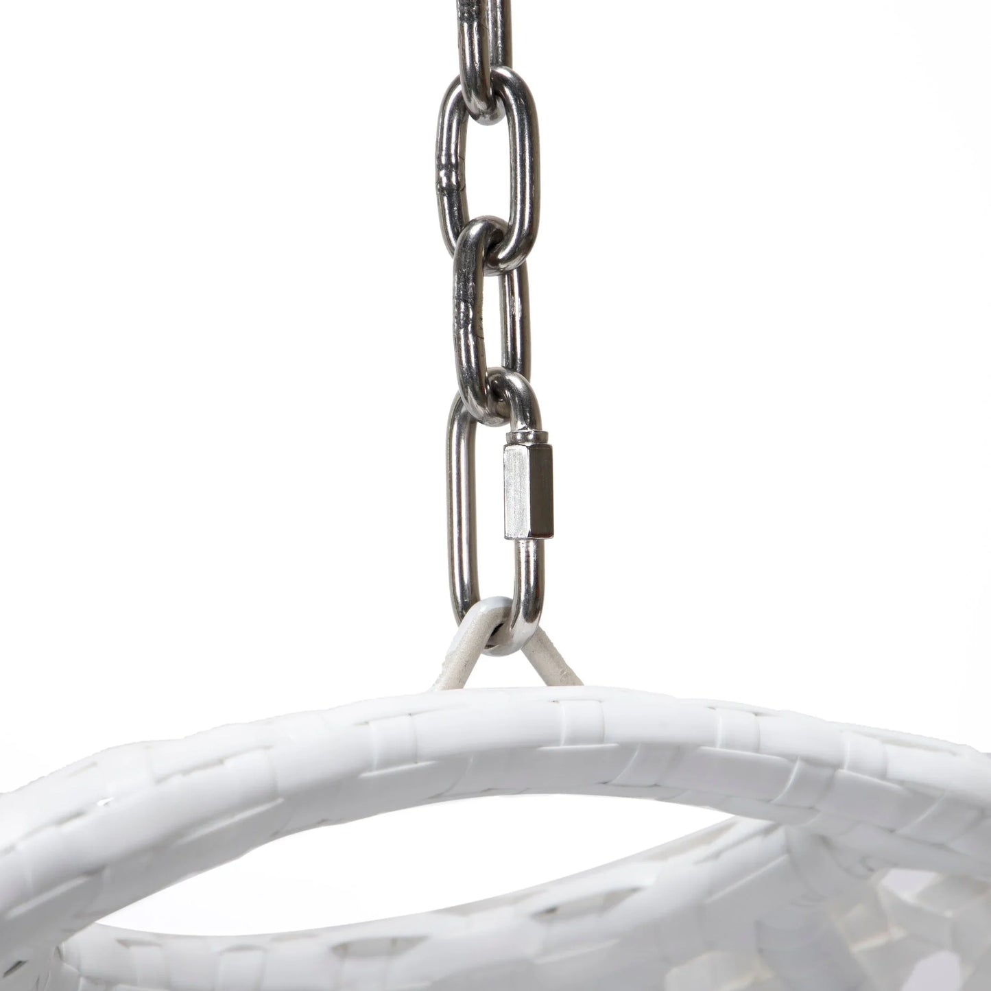 White Wicker Hanging Single Egg Swing Chair With Cushions - Elax Furniture