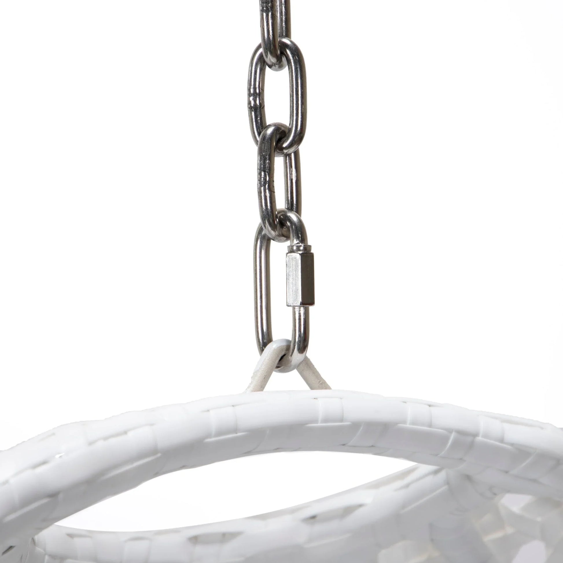 White Wicker Hanging Single Egg Swing Chair With Cushions - Elax Furniture