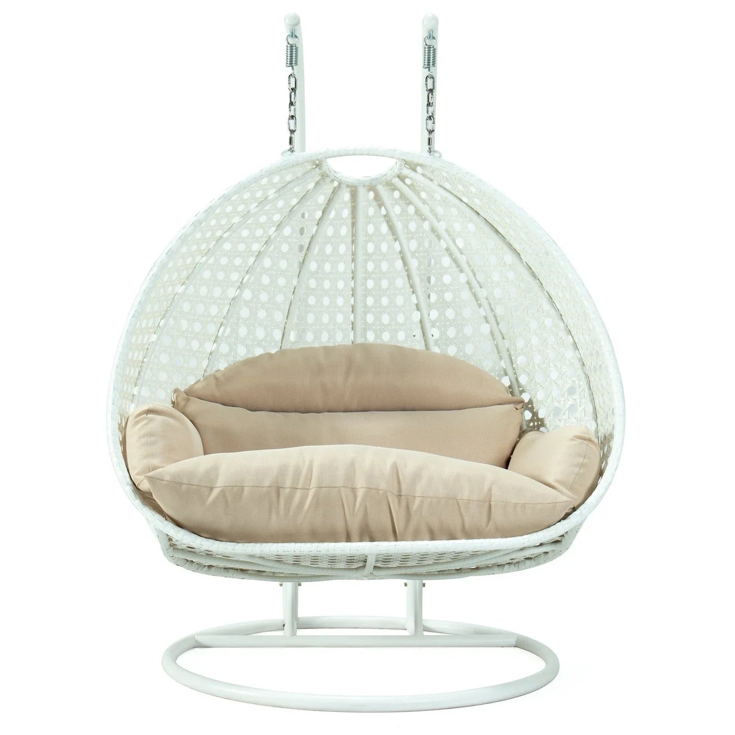 Modern White Wicker Hanging Double Seater Egg Swing Chair - Elax Furniture