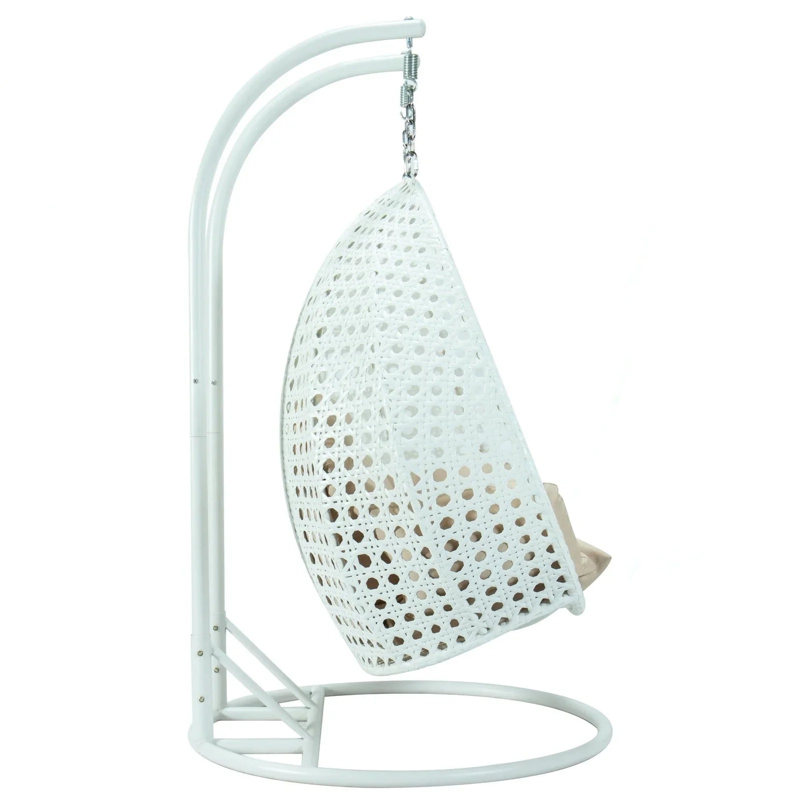 Modern White Wicker Hanging Double Seater Egg Swing Chair - Elax Furniture