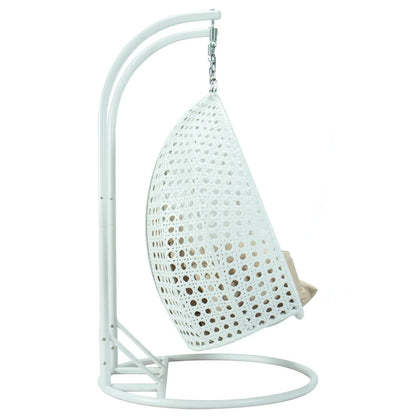 Modern White Wicker Hanging Double Seater Egg Swing Chair - Elax Furniture
