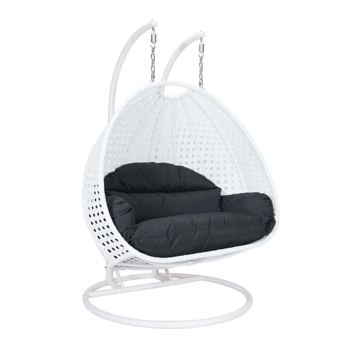 Modern White Wicker Hanging Double Seater Egg Swing Chair - Elax Furniture