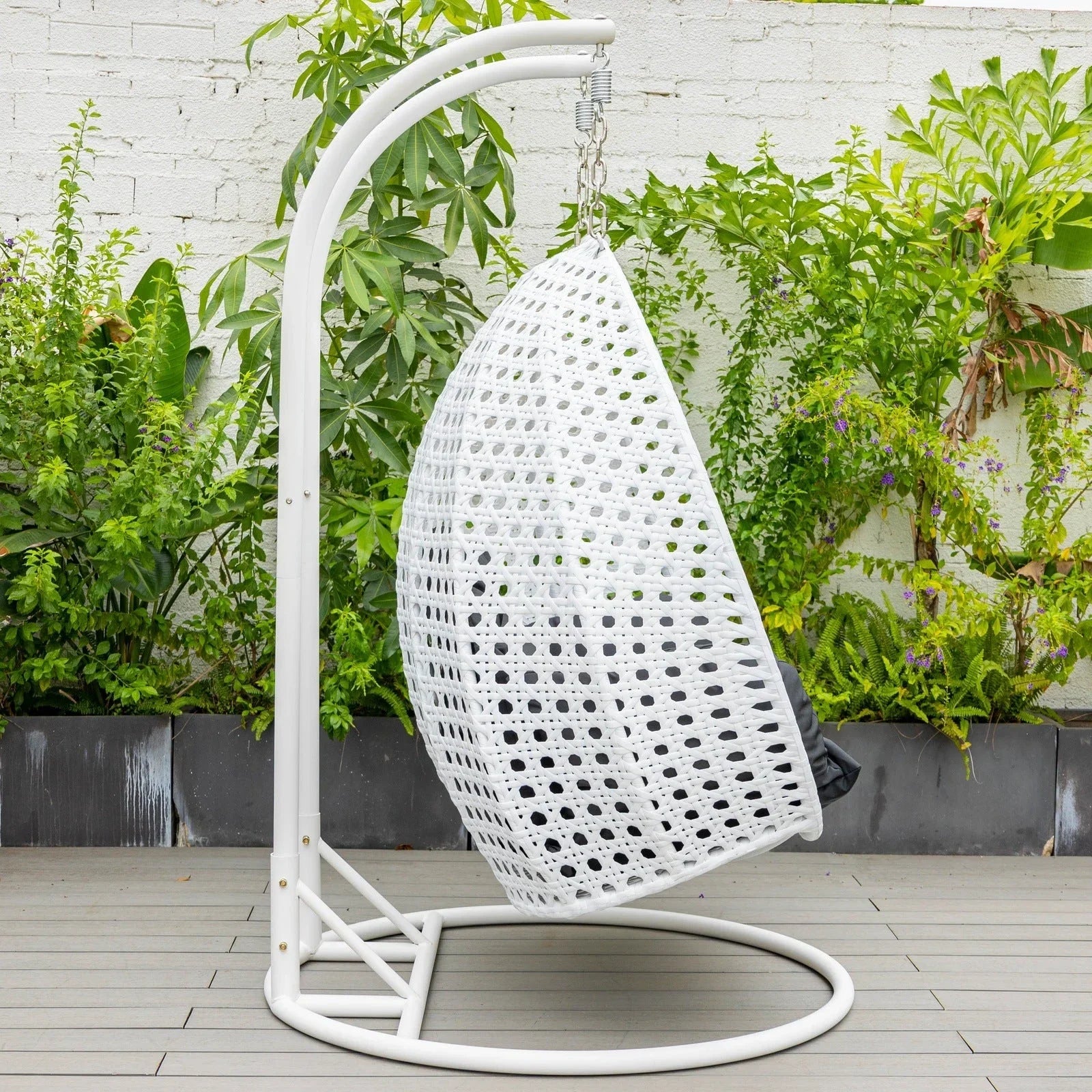Modern White Wicker Hanging Double Seater Egg Swing Chair - Elax Furniture