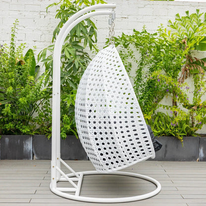 Modern White Wicker Hanging Double Seater Egg Swing Chair - Elax Furniture