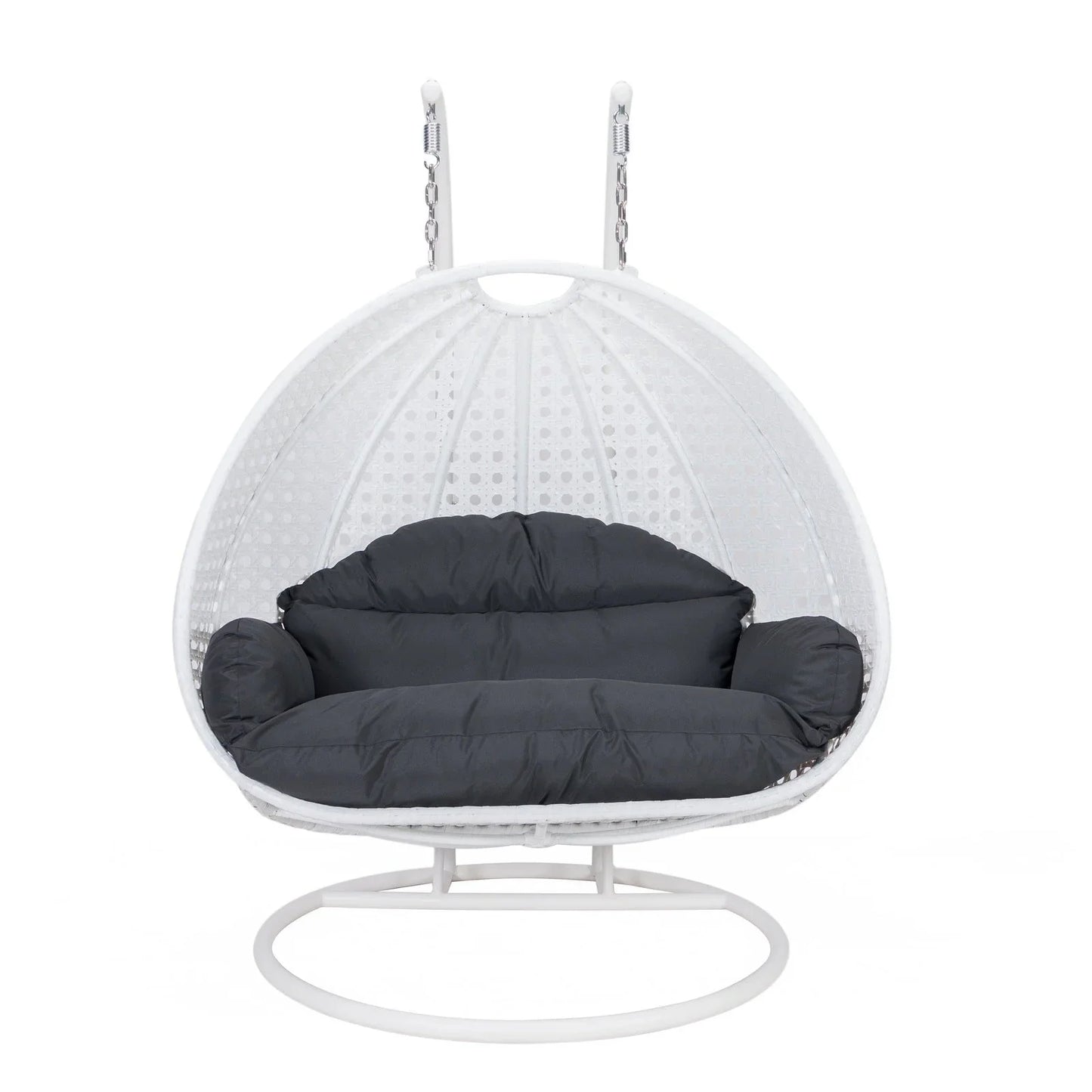 Modern White Wicker Hanging Double Seater Egg Swing Chair - Elax Furniture