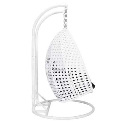 Modern White Wicker Hanging Double Seater Egg Swing Chair - Elax Furniture