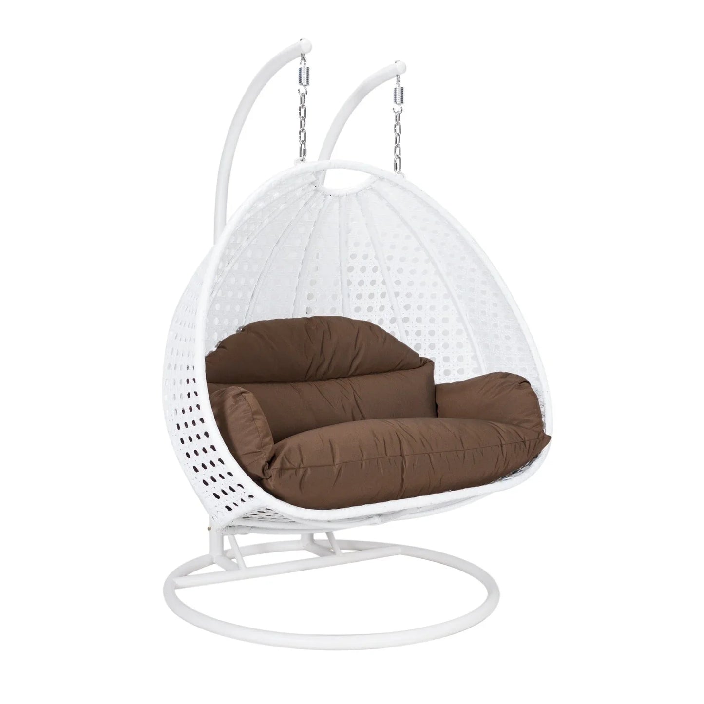 Modern White Wicker Hanging Double Seater Egg Swing Chair - Elax Furniture