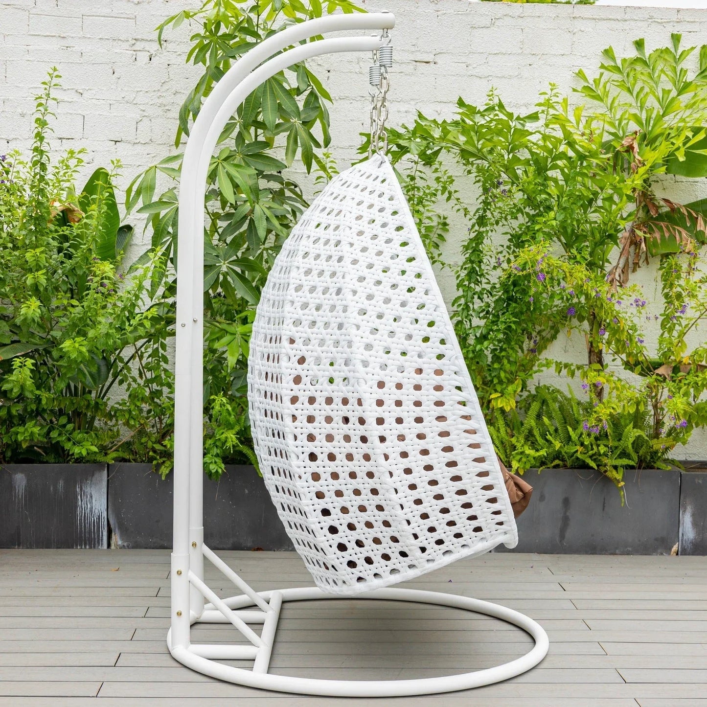 Modern White Wicker Hanging Double Seater Egg Swing Chair - Elax Furniture
