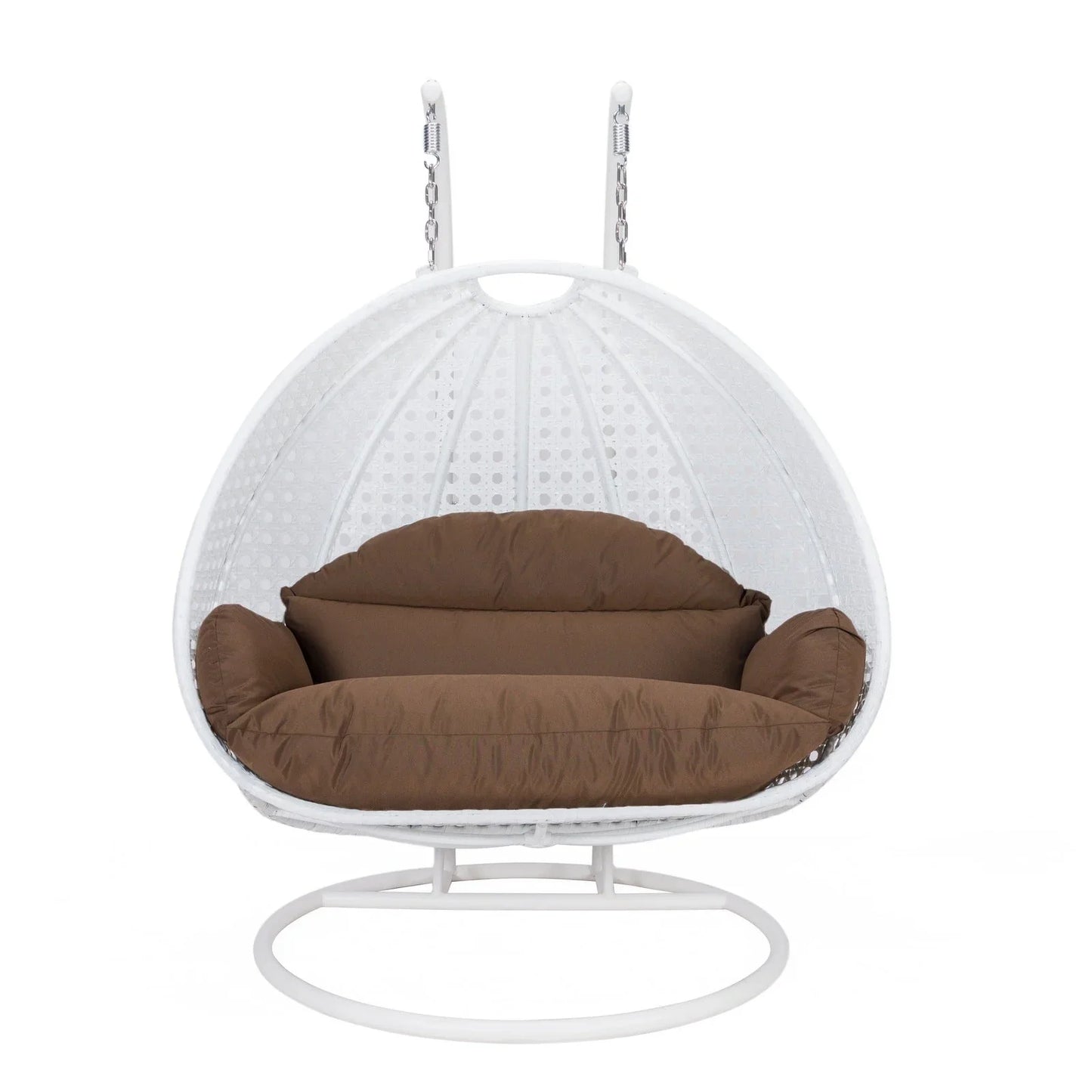Modern White Wicker Hanging Double Seater Egg Swing Chair - Elax Furniture