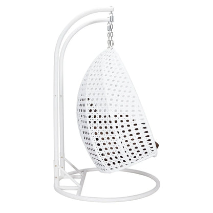 Modern White Wicker Hanging Double Seater Egg Swing Chair - Elax Furniture