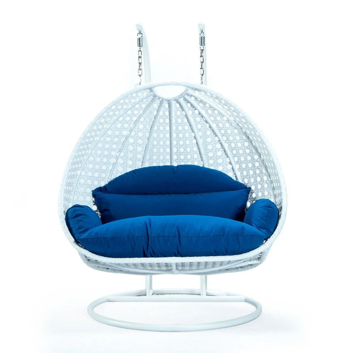 Modern White Wicker Hanging Double Seater Egg Swing Chair - Elax Furniture